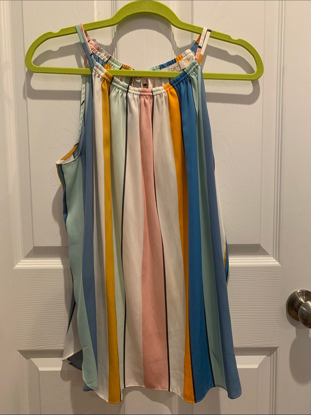 LOFT Multi-Color Striped Halter Top L